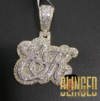 Real Diamond Custom Design Cursive Nameplate Rope Chain [10K Gold]