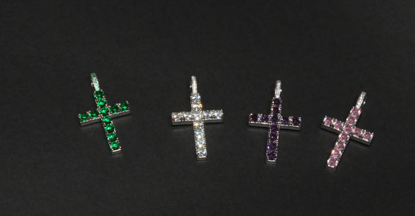 Colored Stone Cross Pendant